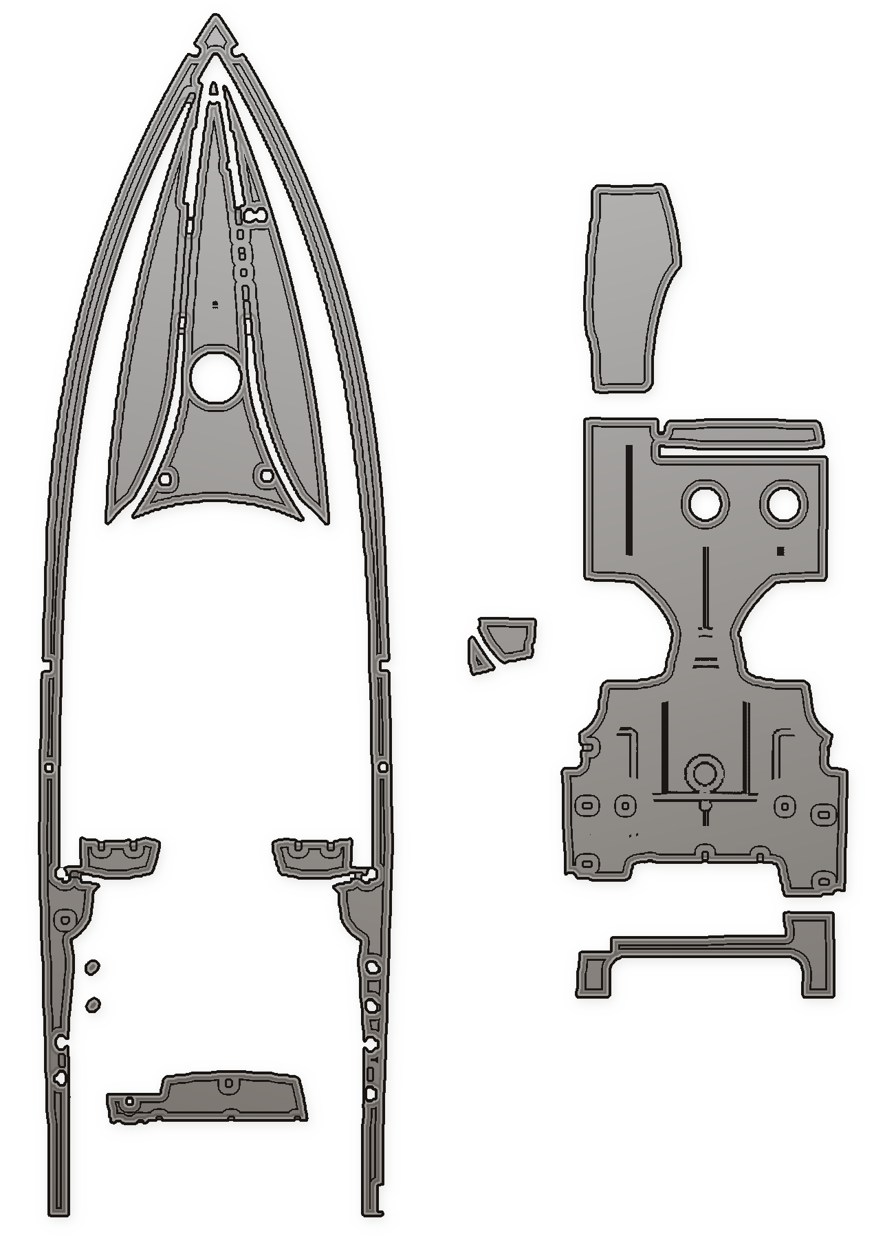 2006-2007 Fountain Express 38 Custom EVA Foam Boat Flooring — custom EVA foam boat flooring layout