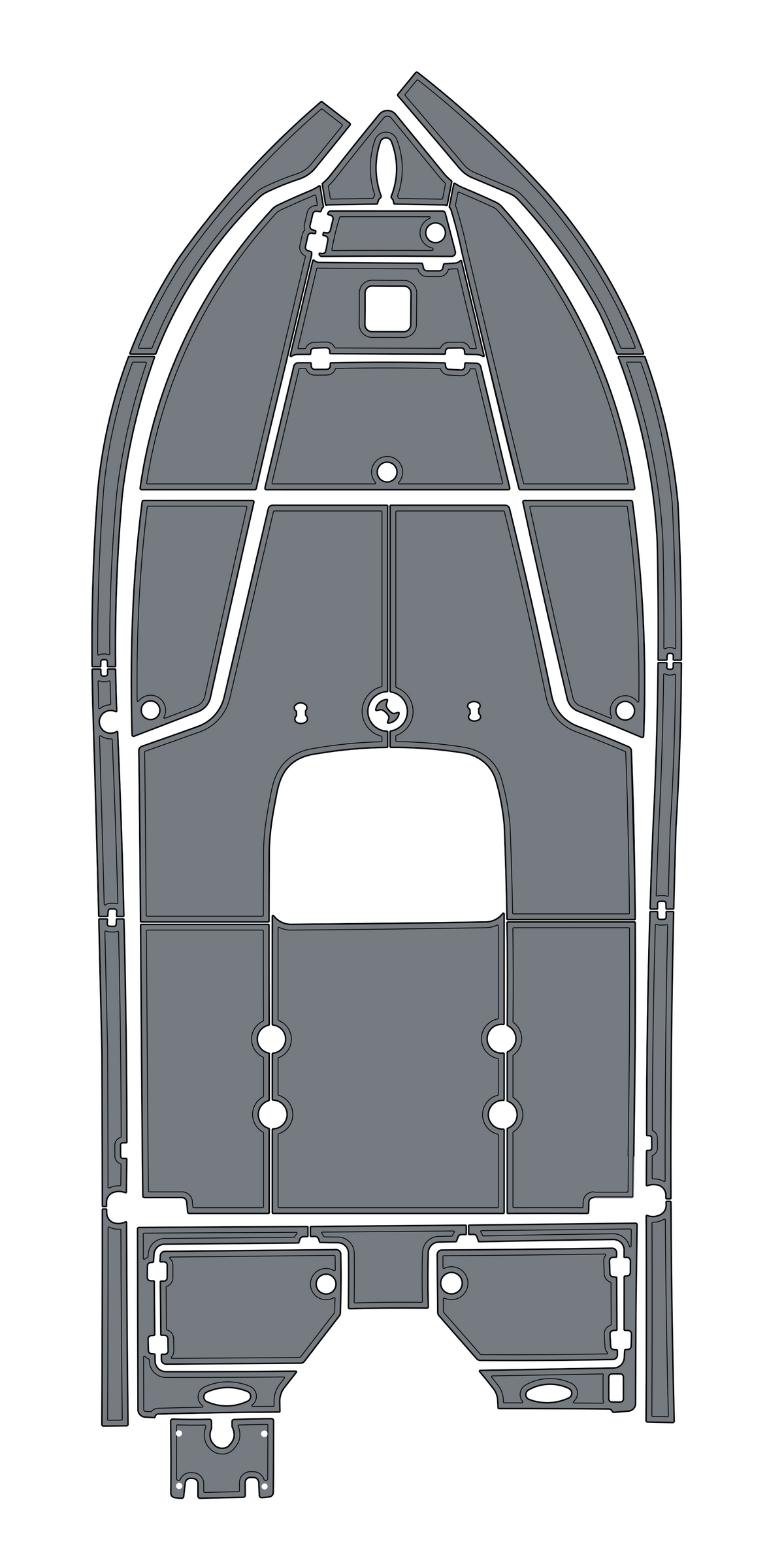 Action Craft Coastal Bay 1910 custom EVA foam boat flooring layout without brand logo