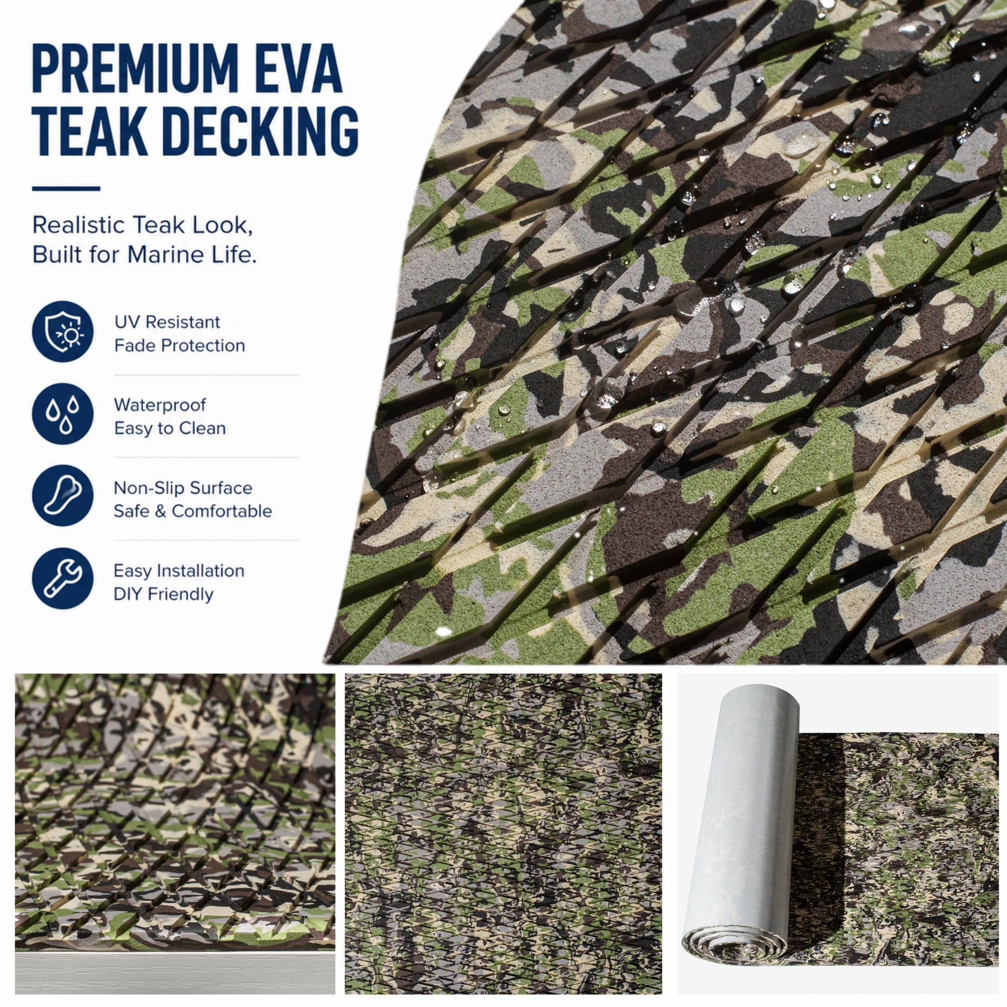 PoseidonDeck army camo diamond EVA foam boat flooring for jon boats and fishing boat decks #color_army-camo