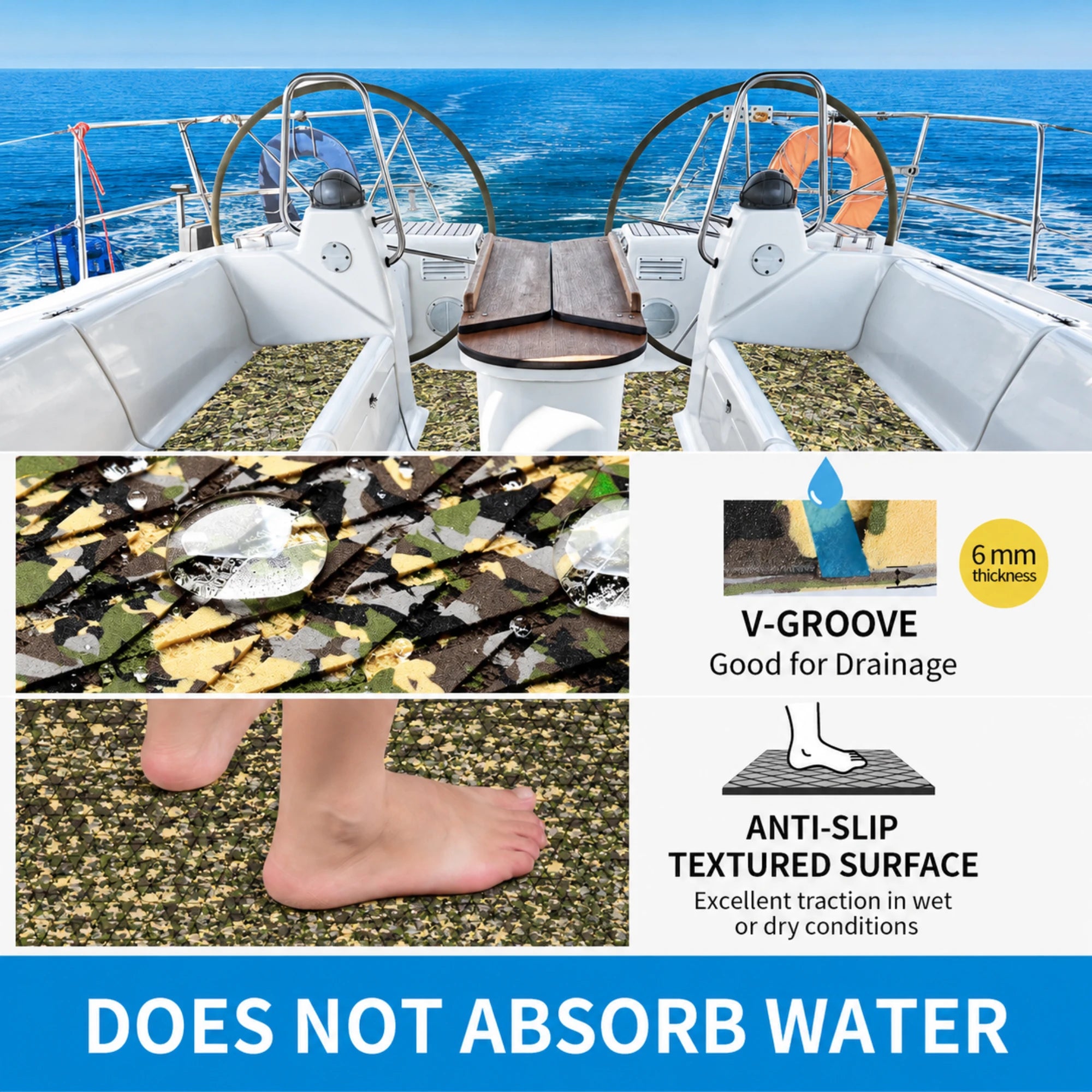 PoseidonDeck small diamond army camo EVA foam boat flooring for jon boats and marine decks #color_small-diamond-army