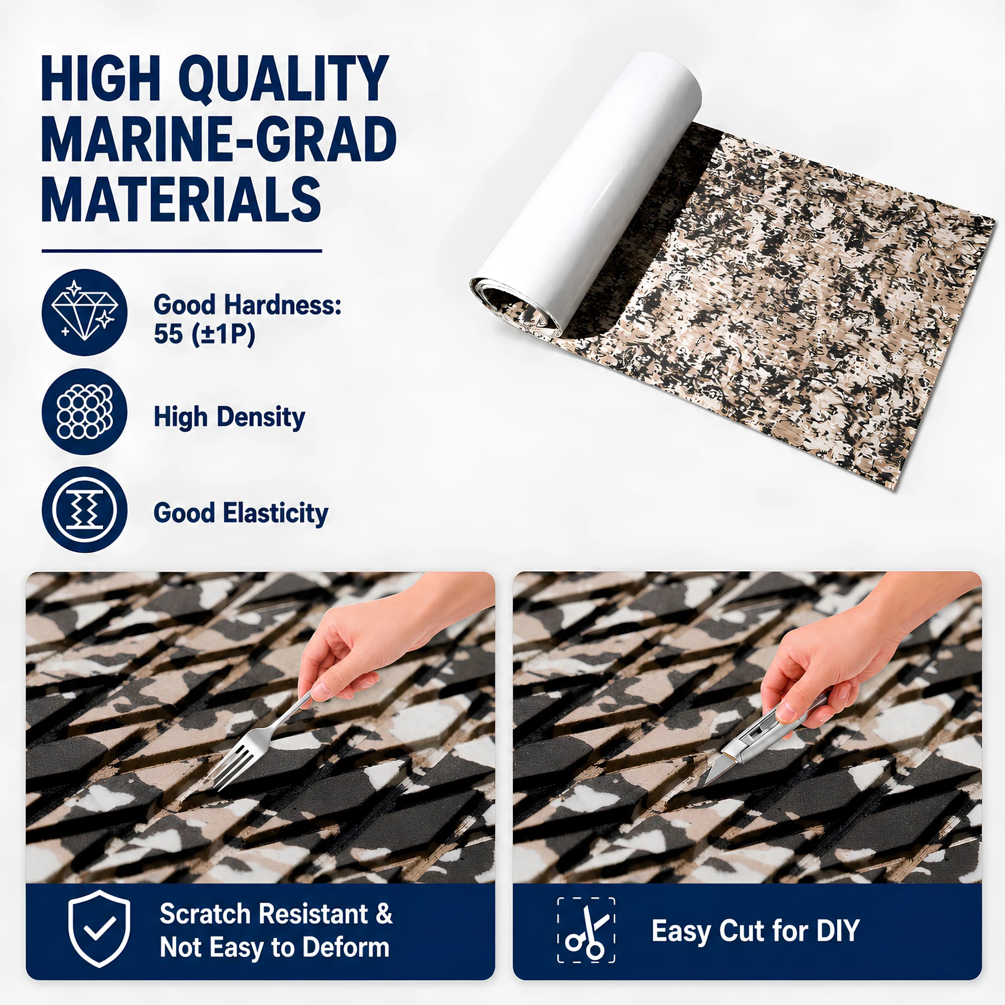 PoseidonDeck beach camo diamond EVA foam boat flooring for fishing boats and marine deck mats #color_beach-camo