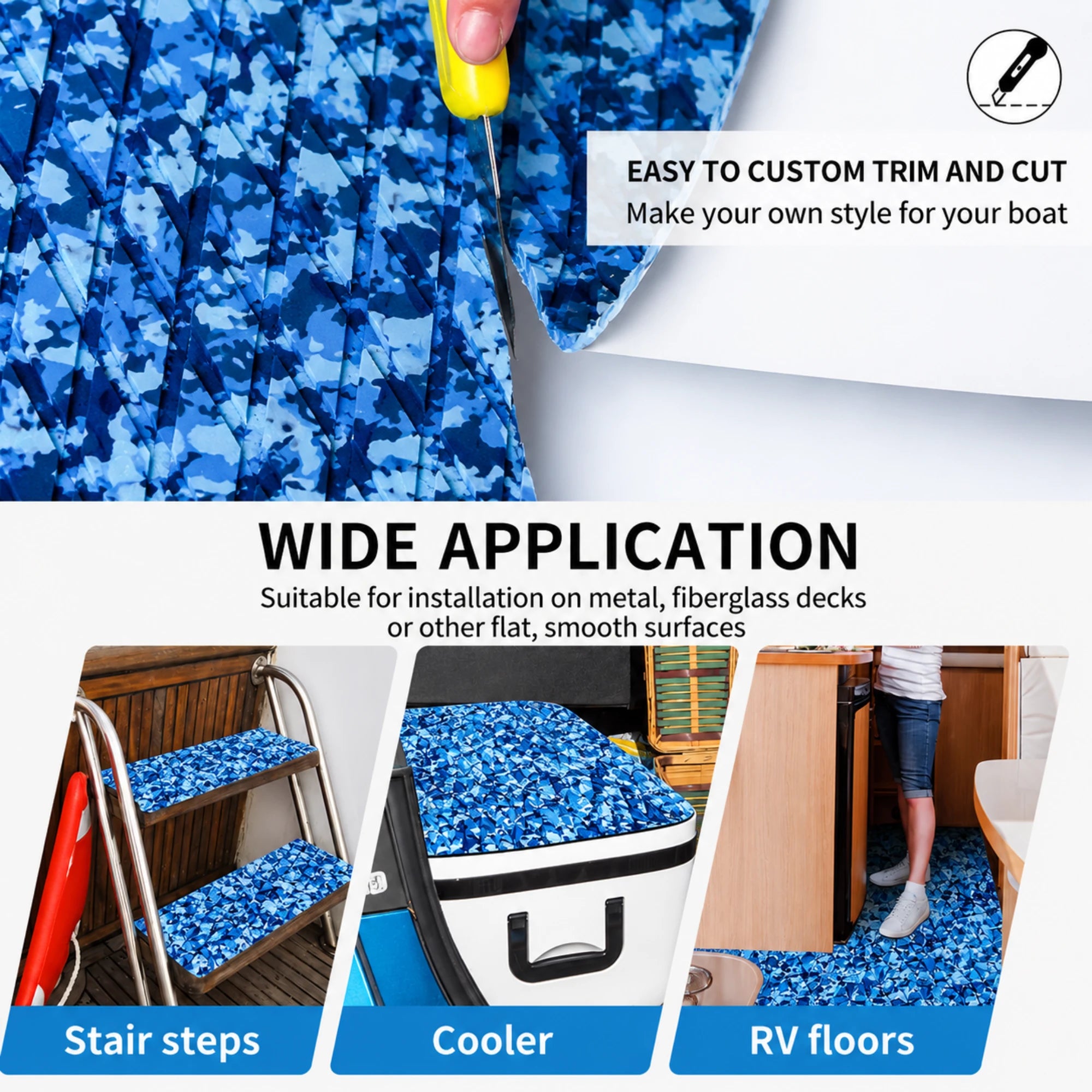 PoseidonDeck blue camo EVA foam boat flooring #color_blue-camo