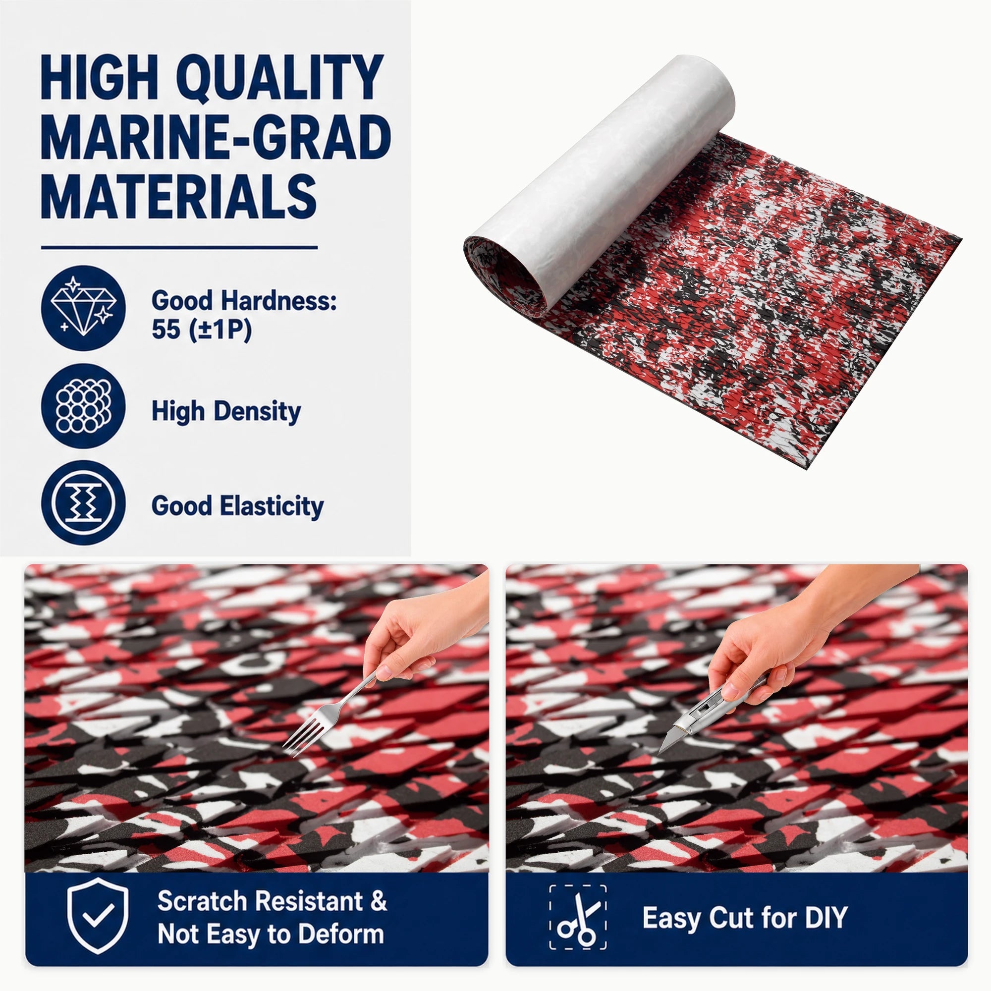 PoseidonDeck ruby camo EVA foam boat flooring for DIY marine deck upgrades #color_ruby-camo