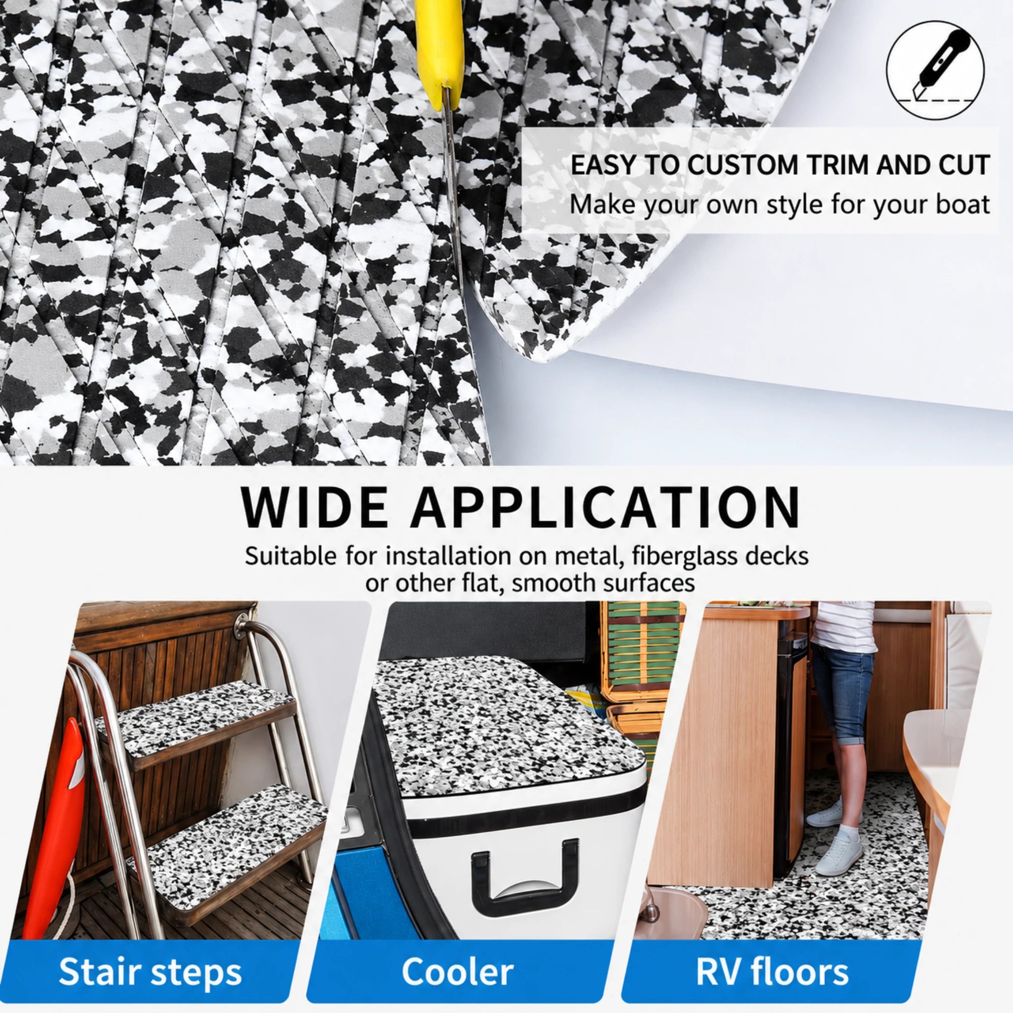 PoseidonDeck snow camo EVA foam boat flooring #color_snow-camo