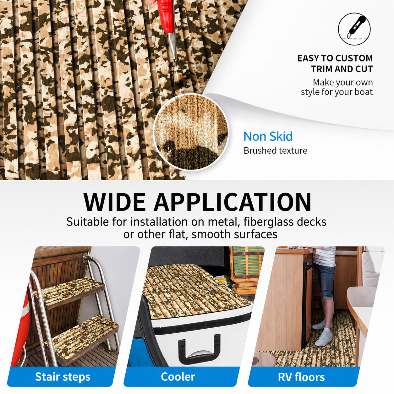 PoseidonDeck Camo Grooved Boat Decking