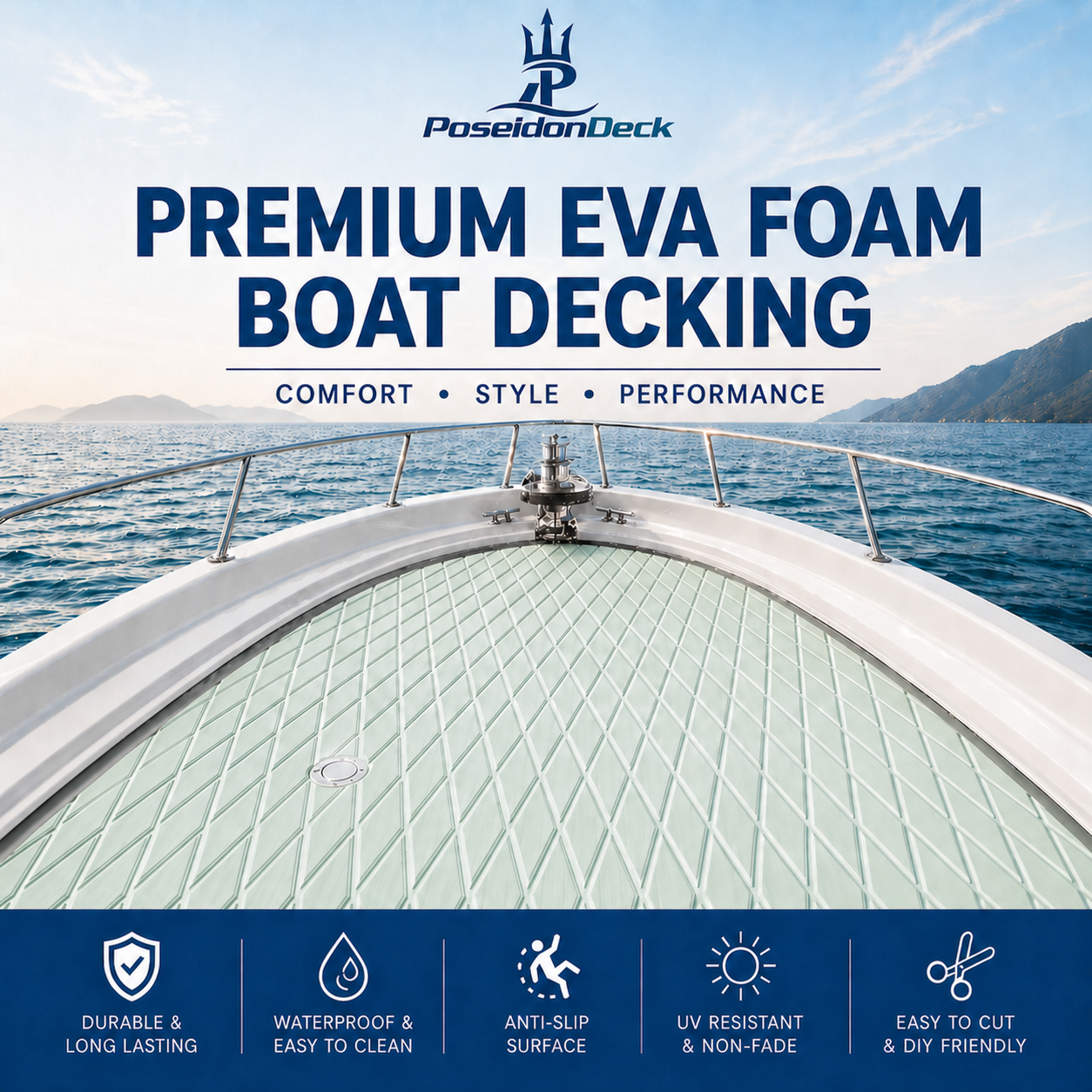 PoseidonDeck Diamond EVA Foam Boat Flooring