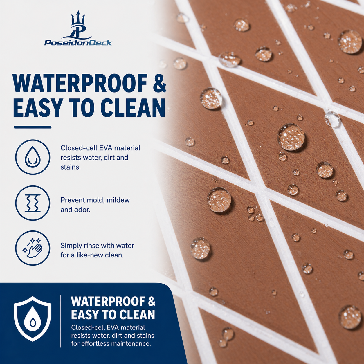 Brown white diamond waterproof EVA boat flooring close-up