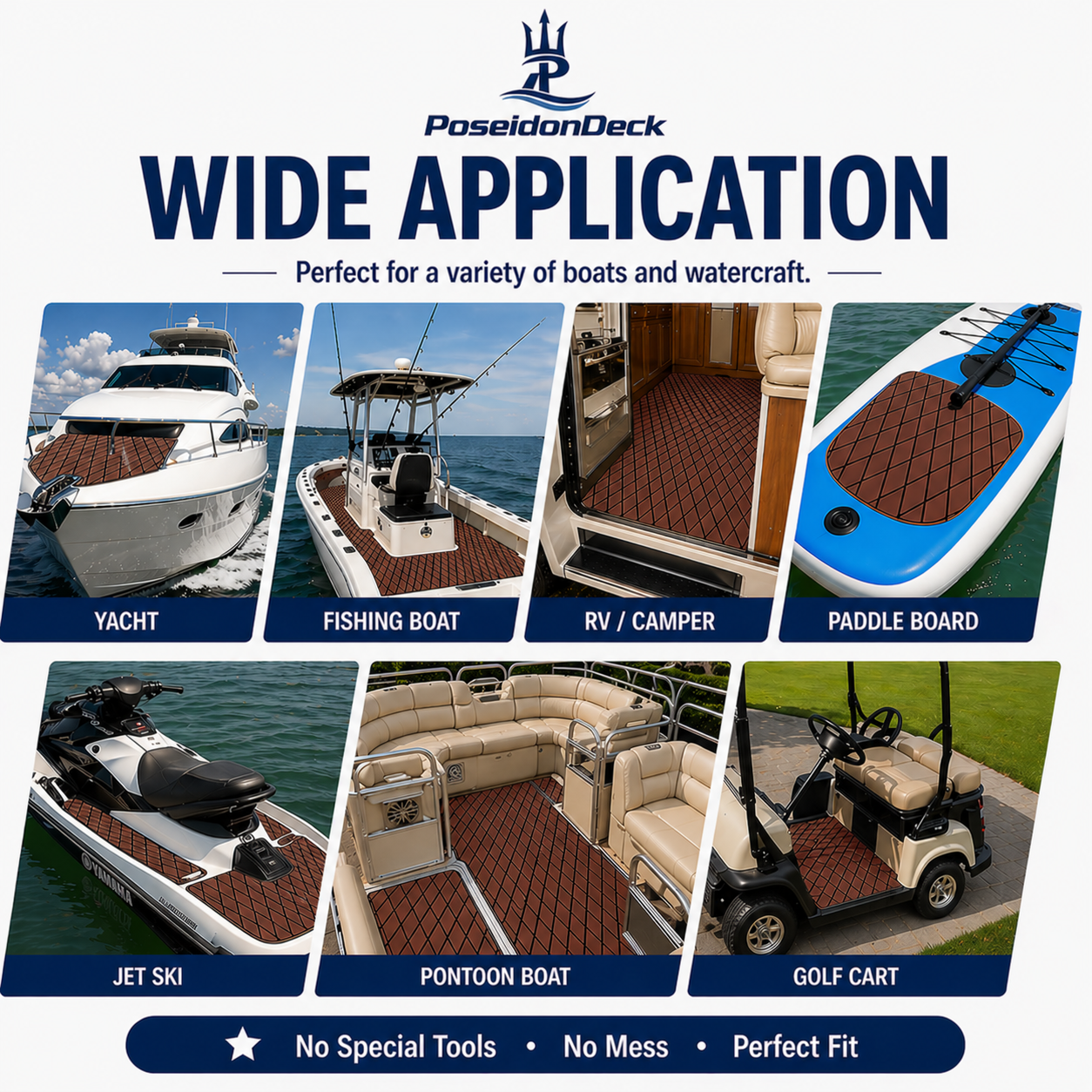 Dark brown black diamond marine deck flooring application examples