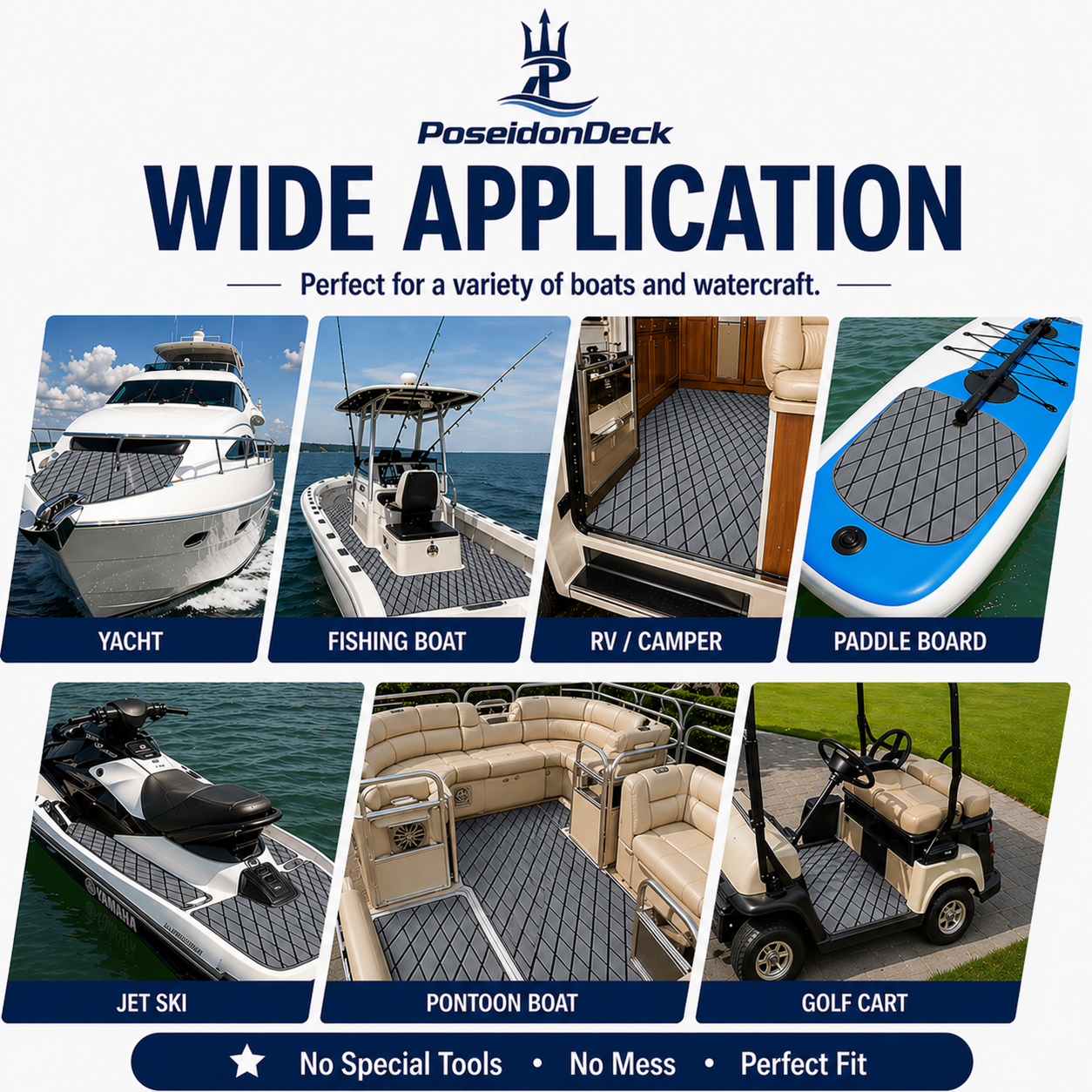 Dark gray black diamond marine deck flooring application examples