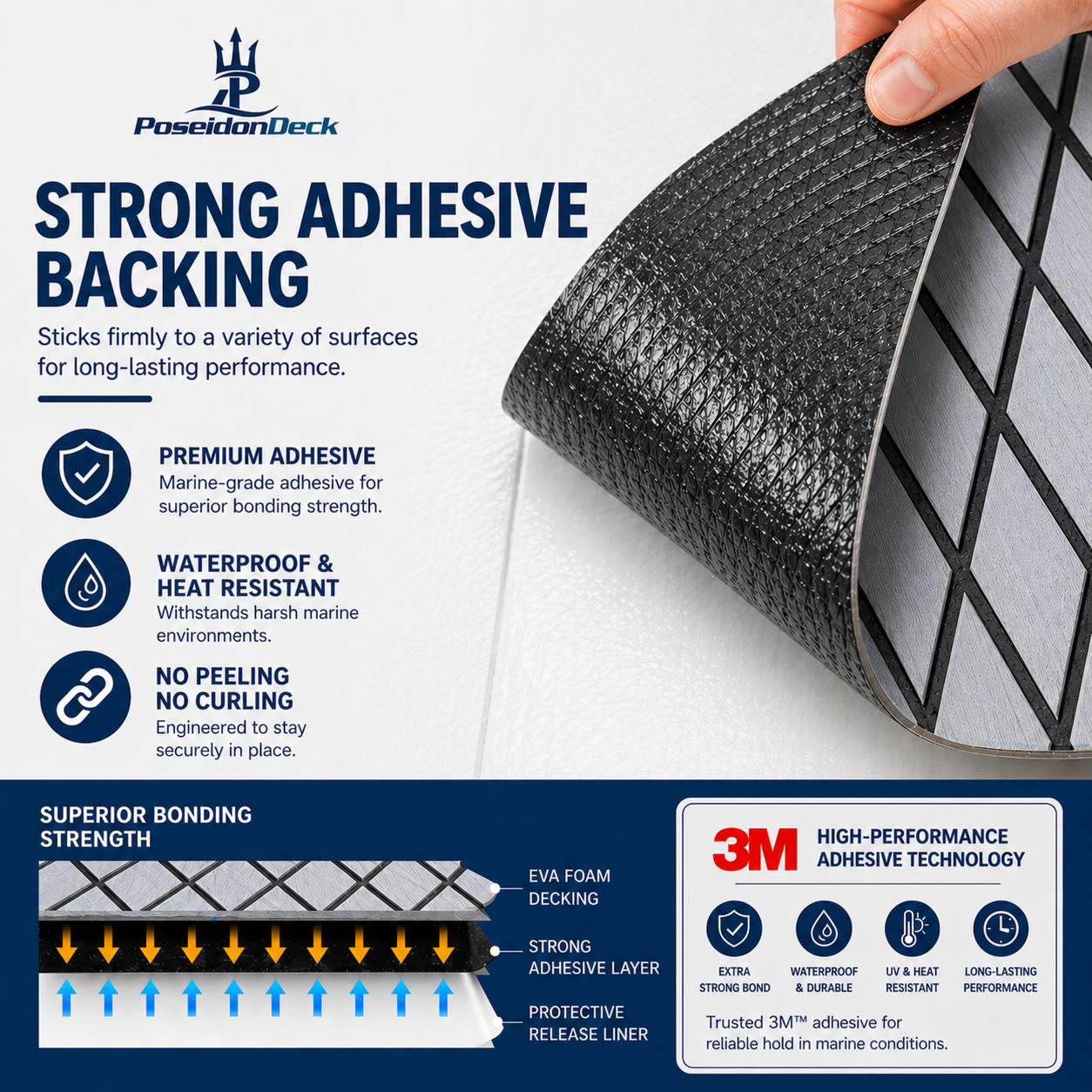 Gray black diamond EVA boat flooring 94.5x15.7 3M adhesive