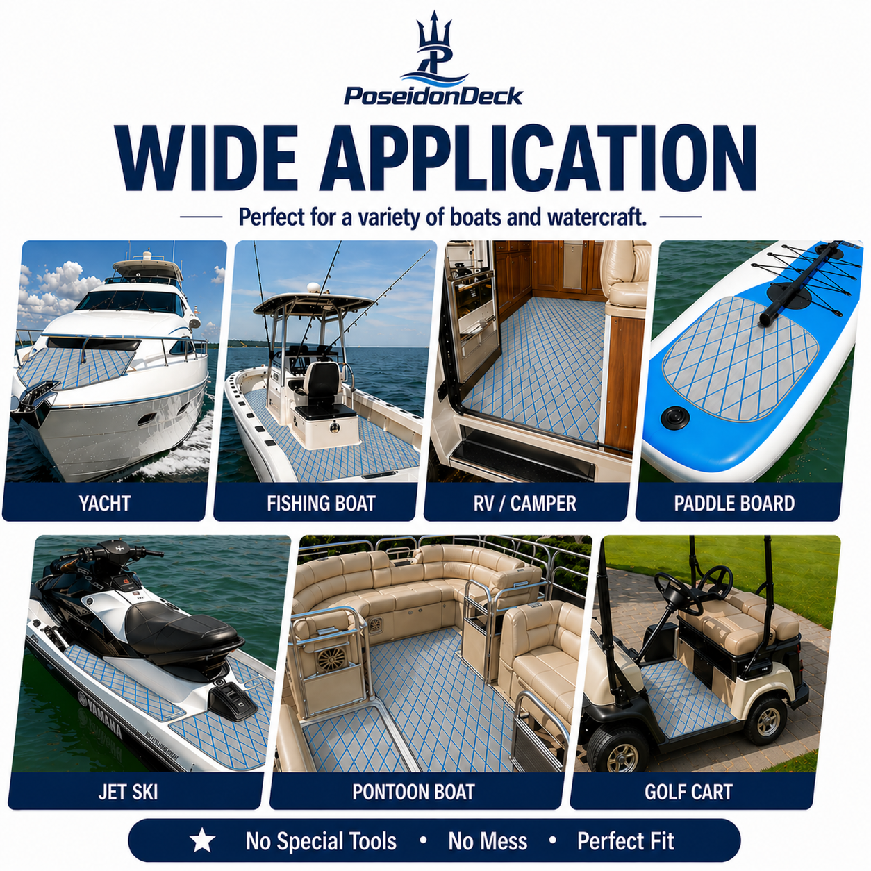 Gray blue lines diamond marine deck flooring application examples