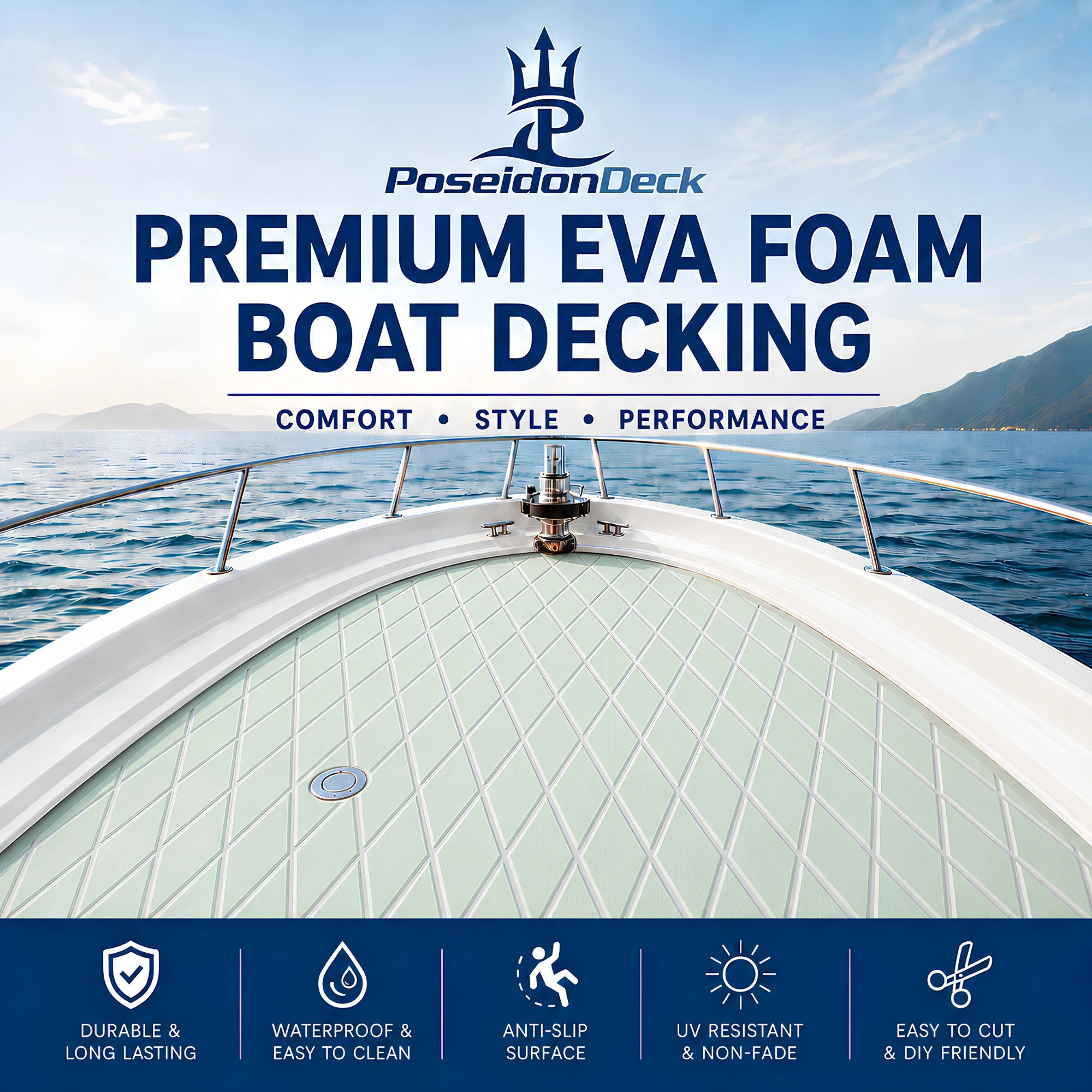 PoseidonDeck Diamond EVA Foam Boat Flooring