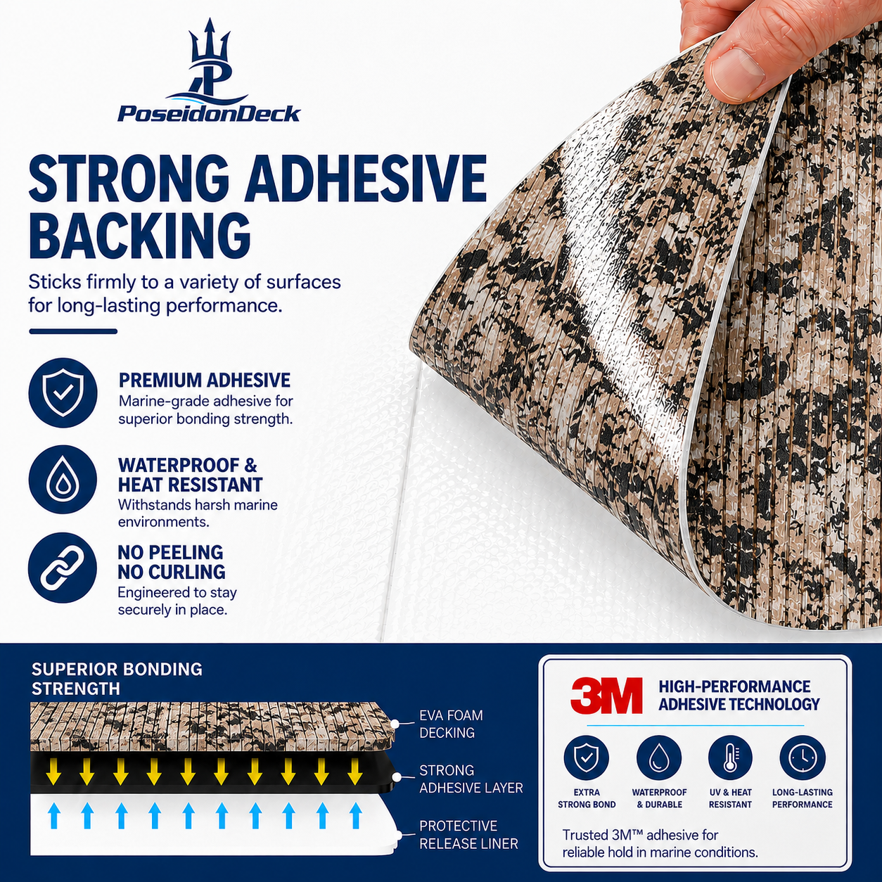 Beach camo EVA foam boat flooring with strong adhesive backing and 3M layer