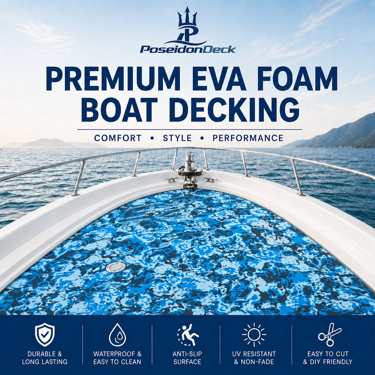 Ocean solid color EVA foam boat decking on boat deck