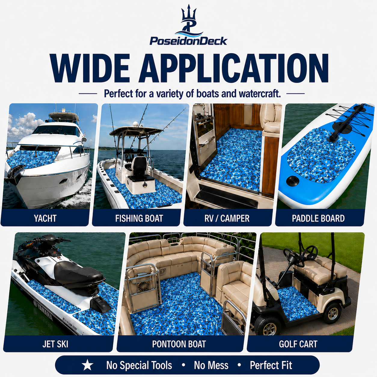 Ocean solid color marine deck flooring application examples