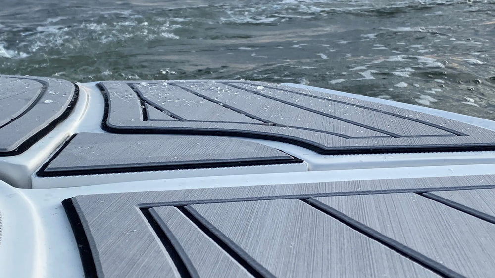 Cutting EVA foam boat flooring with a straightedge and utility knife for clean edges