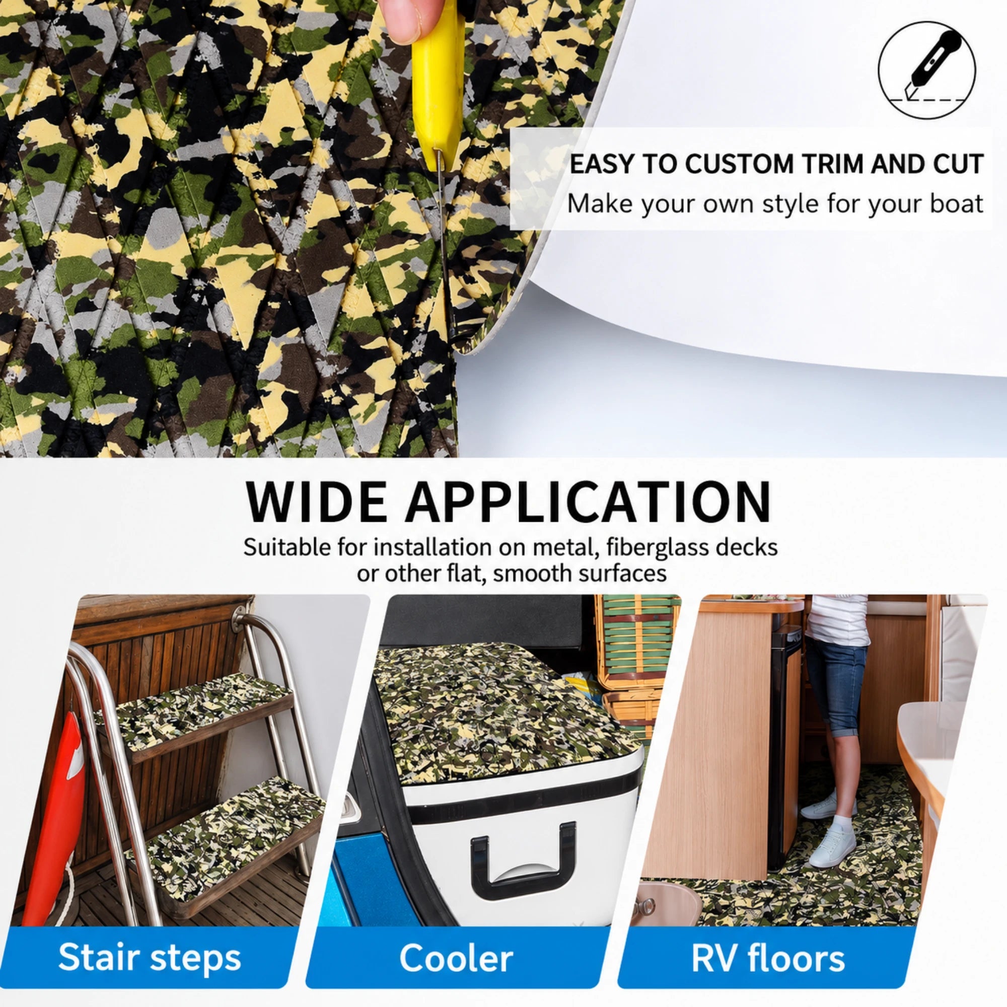 PoseidonDeck army camo diamond EVA foam boat flooring for jon boats and fishing boat decks #color_army-camo