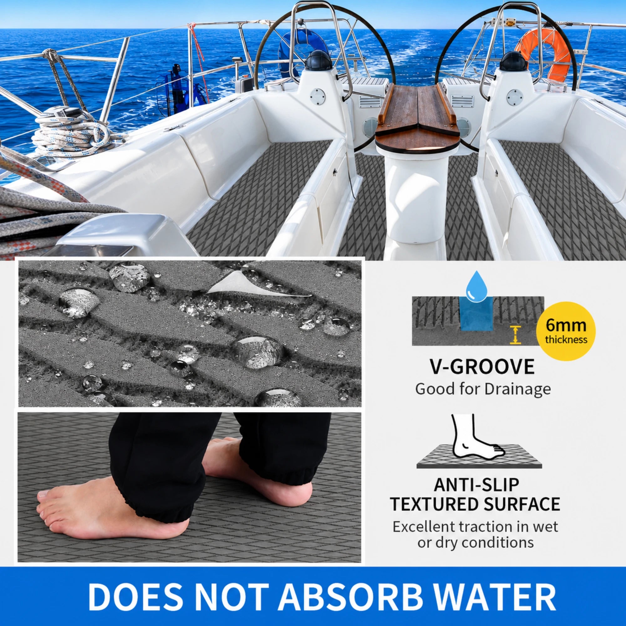 PoseidonDeck dark grey camo diamond EVA boat flooring detail #color_dark-grey-camo