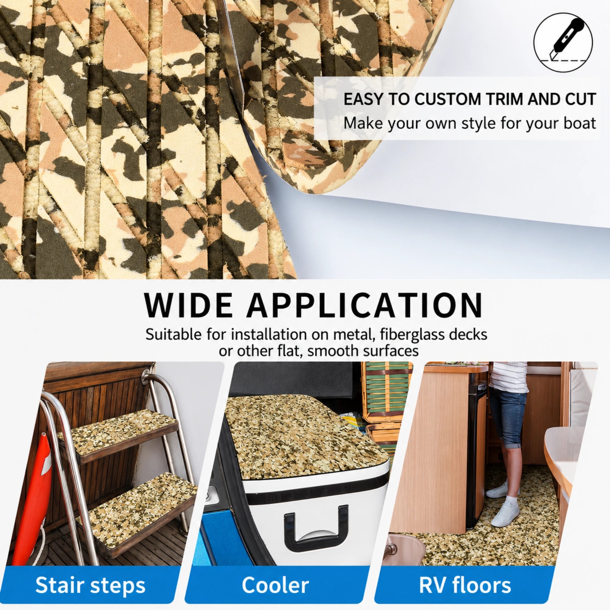 PoseidonDeck small diamond beach camo boat deck mat #color_small-diamond-beach