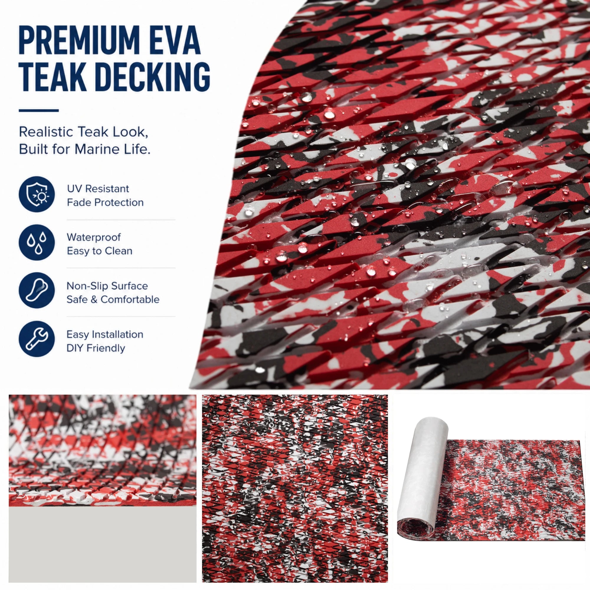 PoseidonDeck ruby camo EVA foam boat flooring for DIY marine deck upgrades #color_ruby-camo