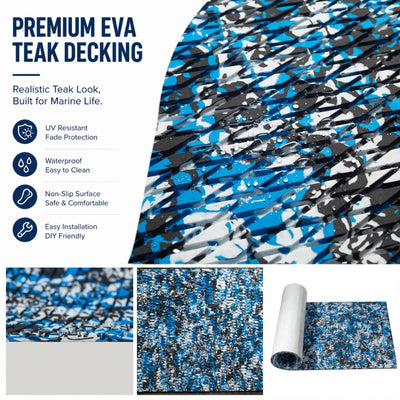 PoseidonDeck sapphire camo diamond EVA foam boat flooring sheet for pontoon and fishing boat decks #color_sapphire-camo