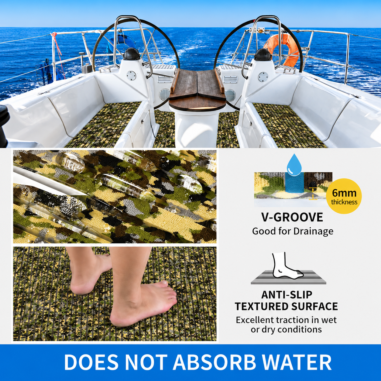 PoseidonDeck Camo Grooved Boat Decking