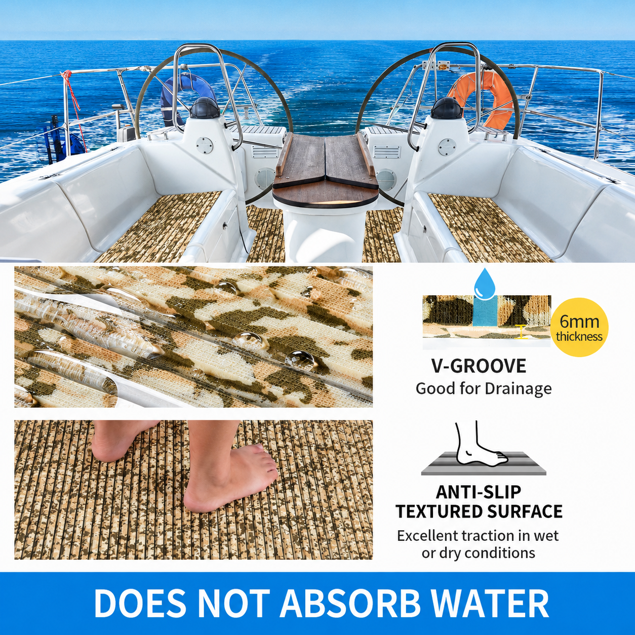 PoseidonDeck Camo Grooved Boat Decking