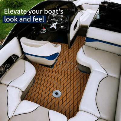 PoseidonDeck brown black diamond EVA foam boat flooring for waterproof non-slip marine decks #color_brown-with-black-lines