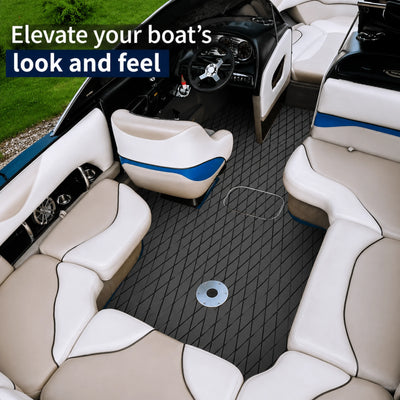 PoseidonDeck dark grey black diamond boat flooring #color_dark-grey-with-black-lines