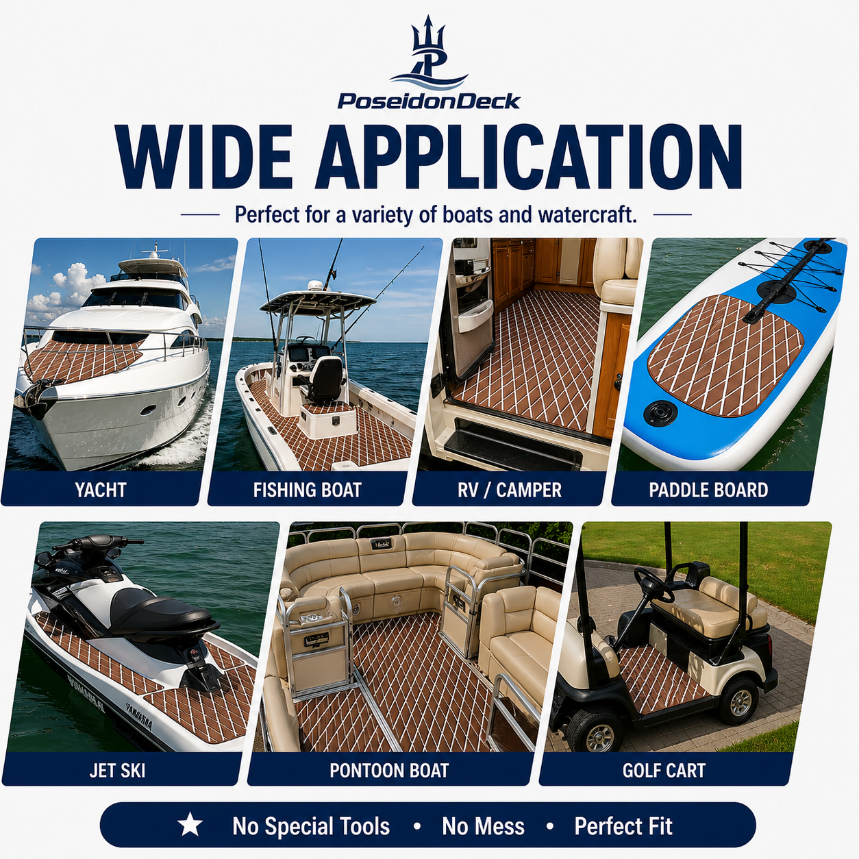 Brown white diamond marine deck flooring application examples 