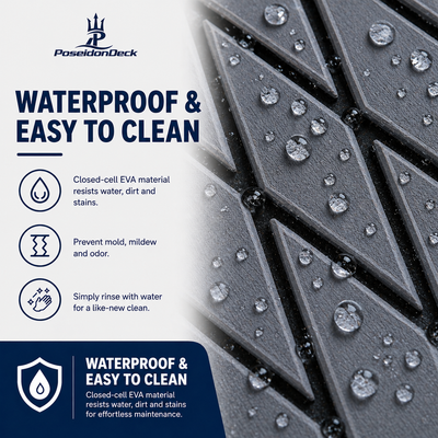 Dark gray black diamond waterproof EVA boat flooring close-up 