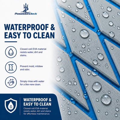 Gray blue lines diamond waterproof EVA boat flooring close-up 