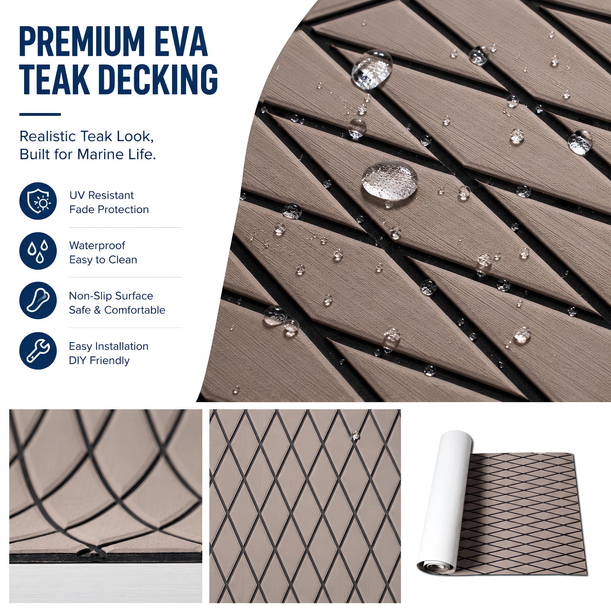 PoseidonDeck Diamond EVA Foam Boat Flooring