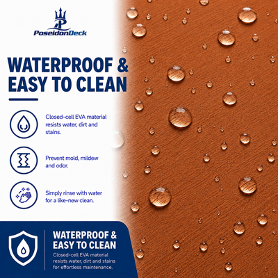 PoseidonDeck Brown marine flooring EVA foam boat flooring 94.5 x 23.6 in with adhesive backing product sheet 