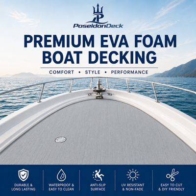 Gray solid color EVA foam boat decking on boat deck 
