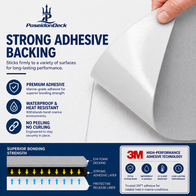 Gray solid color EVA boat flooring adhesive backing view 