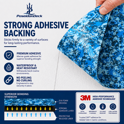 Ocean solid color EVA boat flooring adhesive backing view 