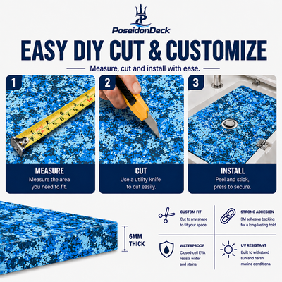 Ocean solid color DIY boat deck flooring cut and install guide 